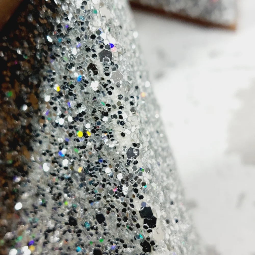 NEW Abound Carina Glitter Silver Slip On Block Heel Sandals M822 - Picture 12 of 14